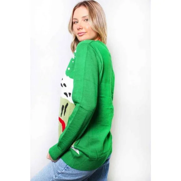 Crew Neck Long Sleeve Knit Christmas Holiday Sweater {Tres Chic} - Picture 3 of 5